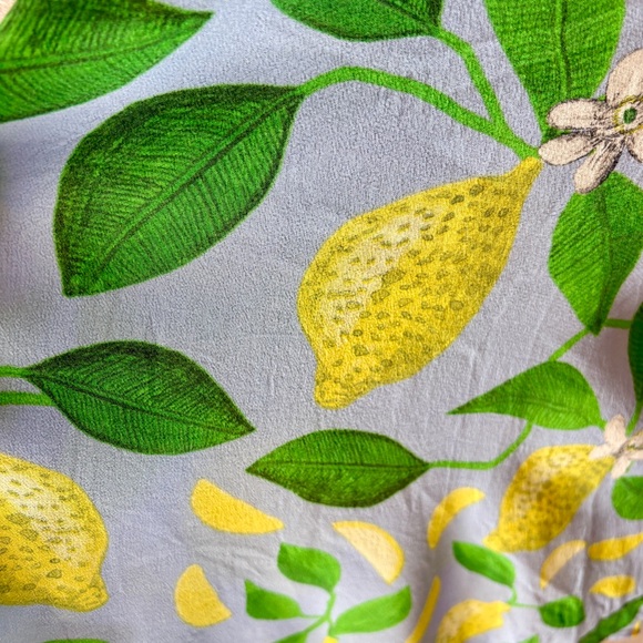 Anthropologie x Maeve Lemon Grove Strapless Lemon-Blue Wide-Leg Jumpsuit size 6 - Picture 13 of 14